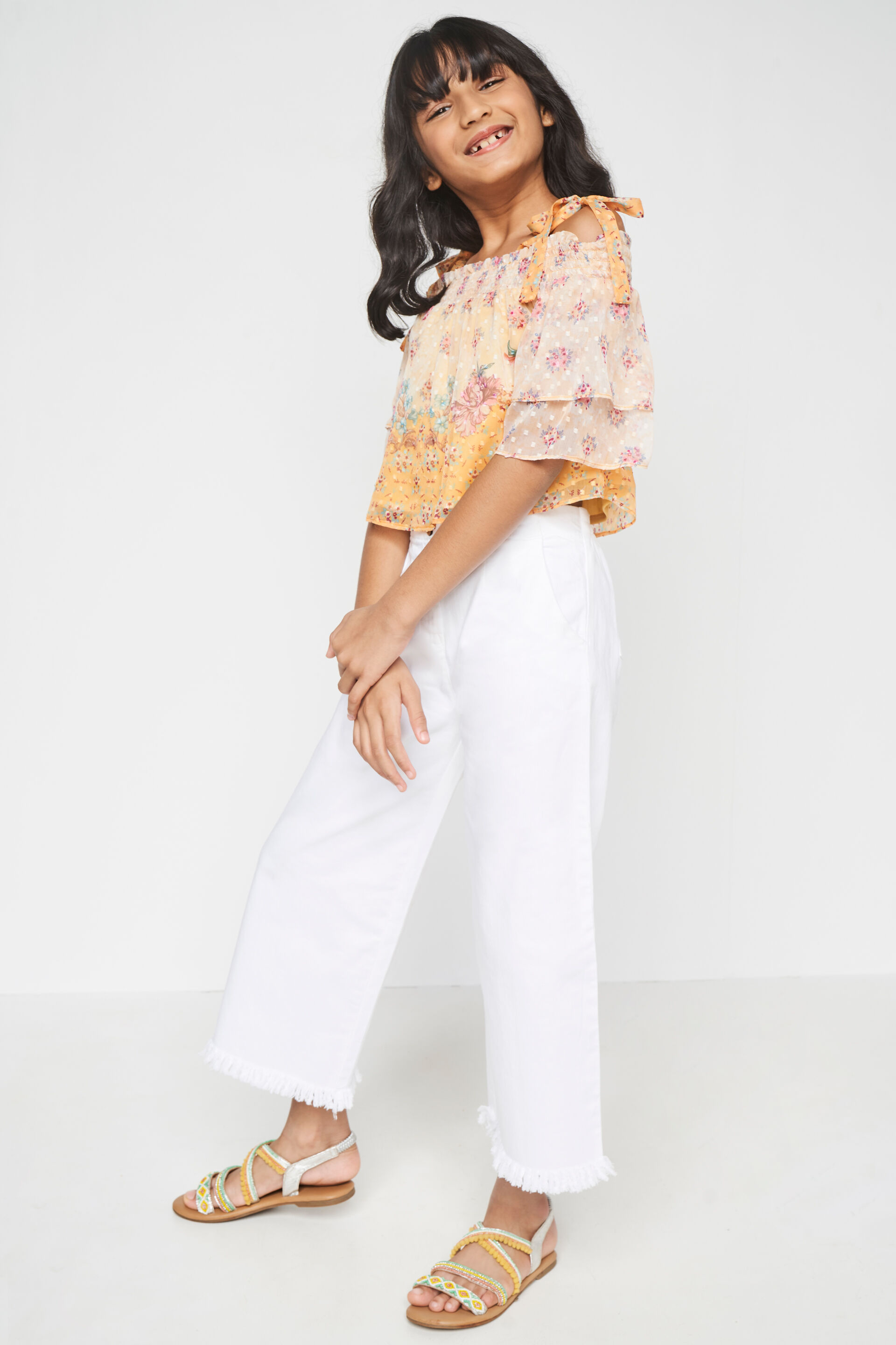 Mustard Floral Straight Top, Mustard, image 2